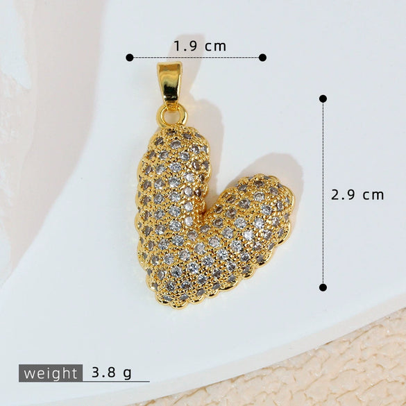 Wholesale Jewelry Simple Heart Shape Copper Electroplated Microinlaid Zircon Single Pendant Necklace For Women