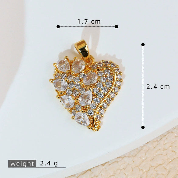 Wholesale Jewelry Simple Heart Shape Copper Electroplated Microinlaid Zircon Single Pendant Necklace For Women