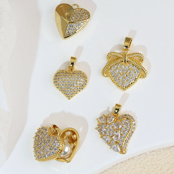 Wholesale Jewelry Simple Heart Shape Copper Electroplated Microinlaid Zircon Single Pendant Necklace For Women