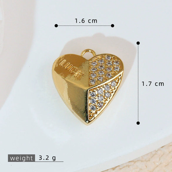 Wholesale Jewelry Simple Heart Shape Copper Electroplated Microinlaid Zircon Single Pendant Necklace For Women
