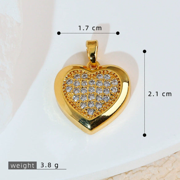 Wholesale Jewelry Simple Heart Shape Copper Electroplated Microinlaid Zircon Single Pendant Necklace For Women