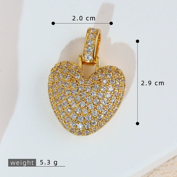 Wholesale Jewelry Simple Heart Shape Copper Electroplated Microinlaid Zircon Single Pendant Necklace For Women