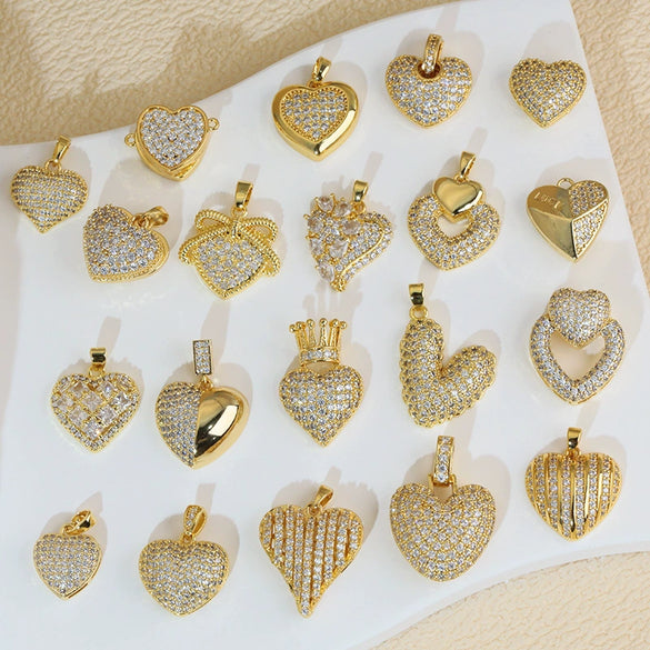 Wholesale Jewelry Simple Heart Shape Copper Electroplated Microinlaid Zircon Single Pendant Necklace For Women