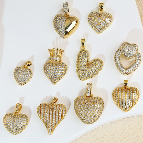 Wholesale Jewelry Simple Heart Shape Copper Electroplated Microinlaid Zircon Single Pendant Necklace For Women