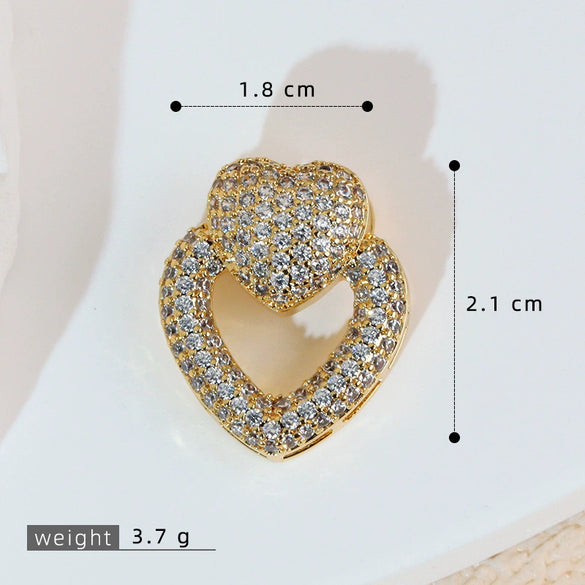 Wholesale Jewelry Simple Heart Shape Copper Electroplated Microinlaid Zircon Single Pendant Necklace For Women