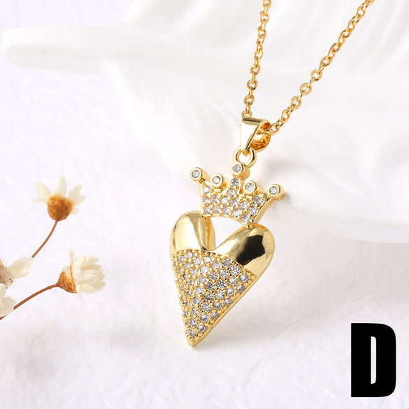 Wholesale Jewelry Simple Heart Shape Copper Goldplated Pendant Necklace