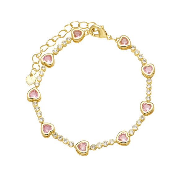 Wholesale Jewelry Simple Heart Shape Copper 18K Gold Plated Bracelet