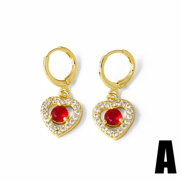 Wholesale Jewelry Simple Heart Shape Copper Pendant Earrings With Electroplating