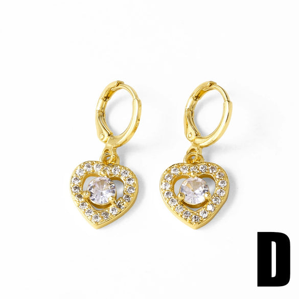 Wholesale Jewelry Simple Heart Shape Copper Pendant Earrings With Electroplating
