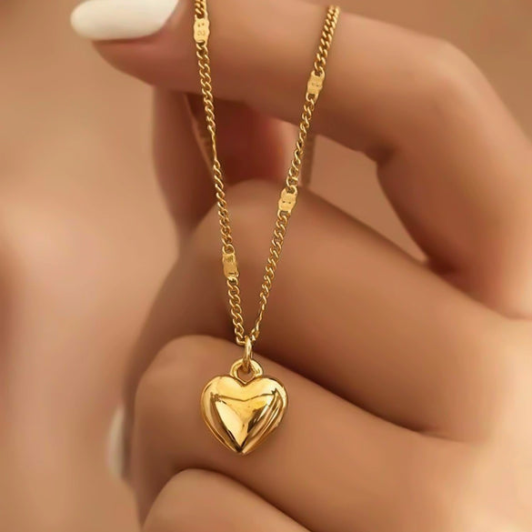 Wholesale Jewelry Simple Heart Shape Iron Plastic Pendant Electroplated Twist Chain Single Layer Women's Necklace