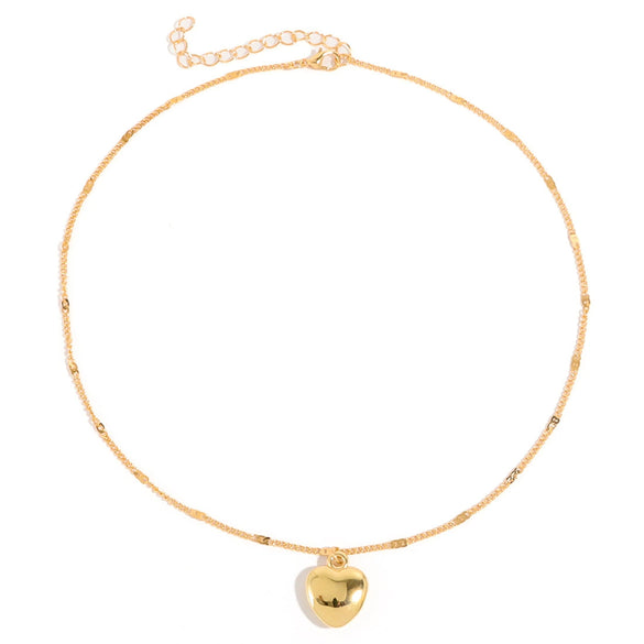 Wholesale Jewelry Simple Heart Shape Iron Plastic Pendant Electroplated Twist Chain Single Layer Women's Necklace