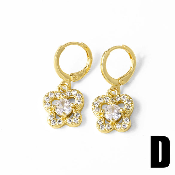 Wholesale Jewelry Simple Heartshaped Copper Earrings With Full Zircon Electroplating