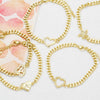 Wholesale Jewelry Simple Heartshaped Pendant Copper 18K Gold Plated Cuban Chain Bracelet