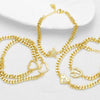 Wholesale Jewelry Simple Heartshaped Pendant Copper 18K Gold Plated Cuban Chain Bracelet