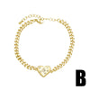 Wholesale Jewelry Simple Heartshaped Pendant Copper 18K Gold Plated Cuban Chain Bracelet