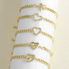 Wholesale Jewelry Simple Heartshaped Pendant Copper 18K Gold Plated Cuban Chain Bracelet