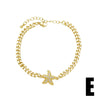 Wholesale Jewelry Simple Heartshaped Pendant Copper 18K Gold Plated Cuban Chain Bracelet