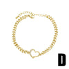 Wholesale Jewelry Simple Heartshaped Pendant Copper 18K Gold Plated Cuban Chain Bracelet