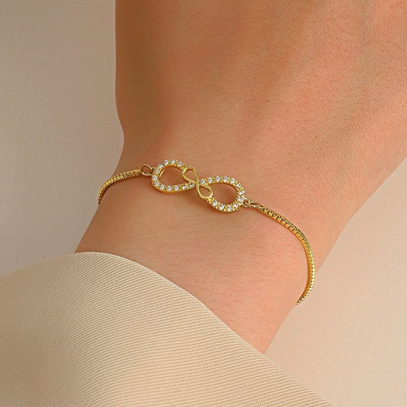 Wholesale Jewelry Simple Infinite Love Women's Copper Bracelet With Electroplating And Letters Numbers Text Pattern