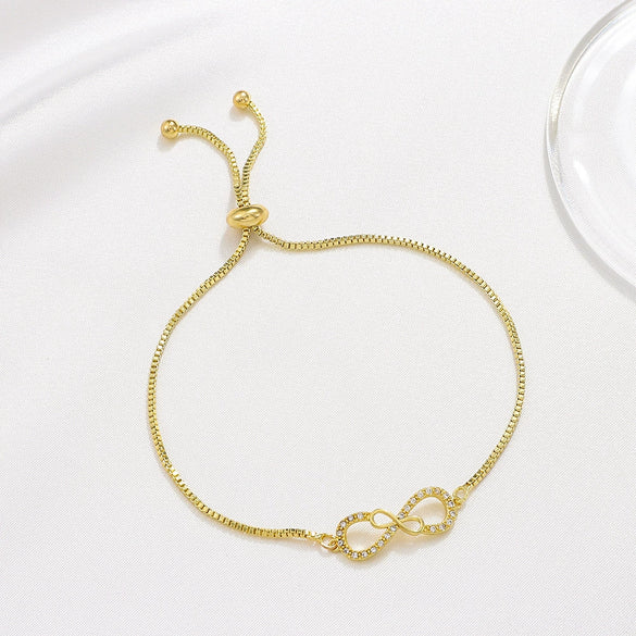 Wholesale Jewelry Simple Infinite Love Women's Copper Bracelet With Electroplating And Letters Numbers Text Pattern