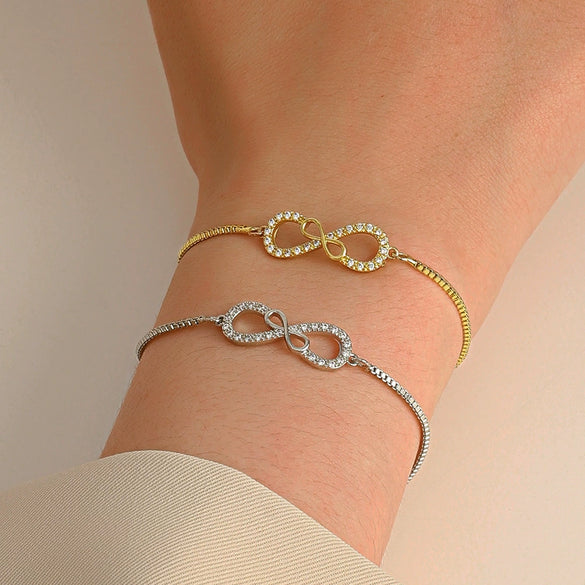 Wholesale Jewelry Simple Infinite Love Women's Copper Bracelet With Electroplating And Letters Numbers Text Pattern