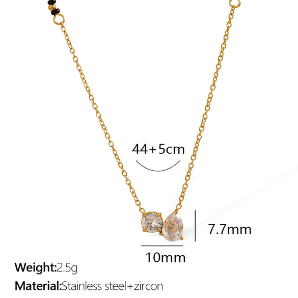 Wholesale Jewelry Simple Joker Style Double Diamond Pendant 316L Stainless Steel Clavicle Chain With Electroplating