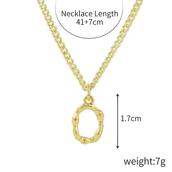 Wholesale Jewelry Simple Letter Pendant Necklace Copper Mixed Gem Inlay Zircon Ochain