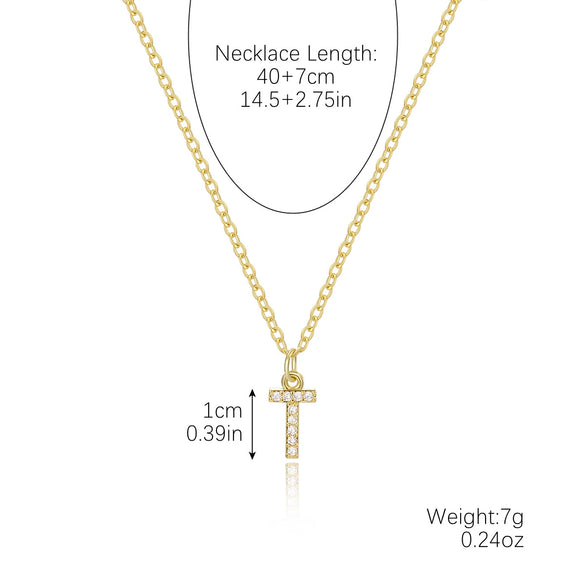 Wholesale Jewelry Simple Letter Pendant Necklace Copper Mixed Gem Inlay Zircon Ochain