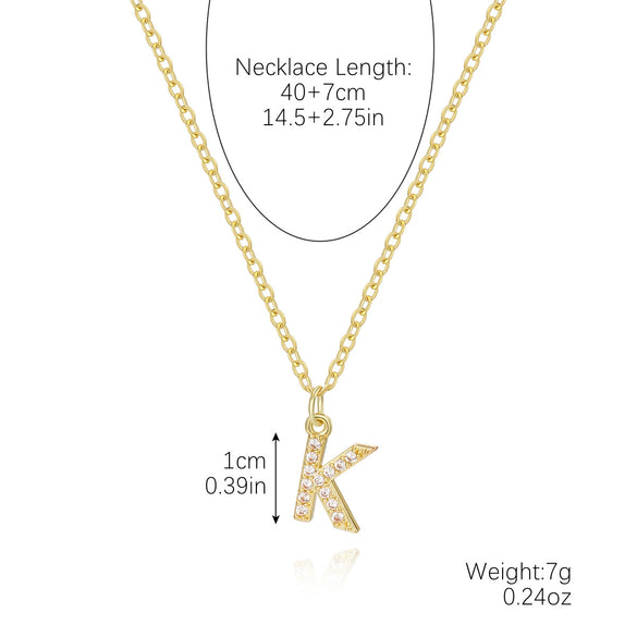 Wholesale Jewelry Simple Letter Pendant Necklace Copper Mixed Gem Inlay Zircon Ochain