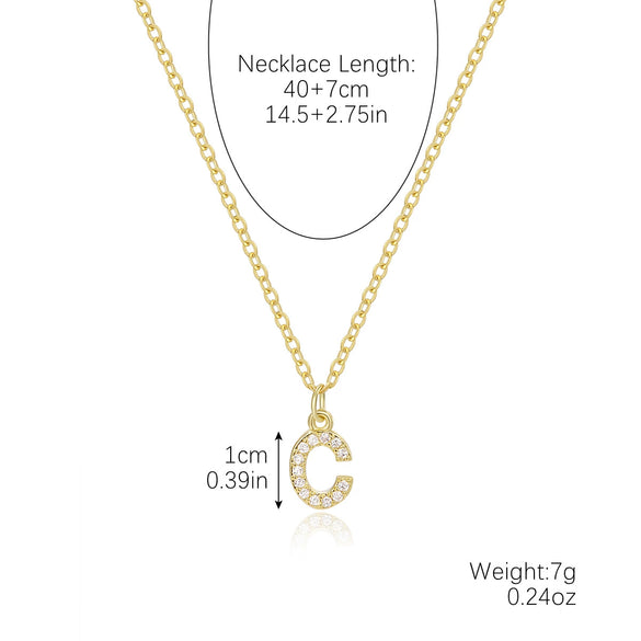 Wholesale Jewelry Simple Letter Pendant Necklace Copper Mixed Gem Inlay Zircon Ochain