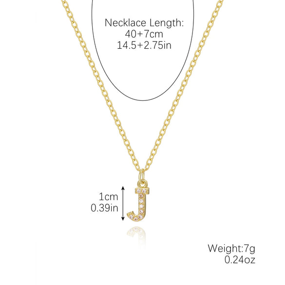 Wholesale Jewelry Simple Letter Pendant Necklace Copper Mixed Gem Inlay Zircon Ochain