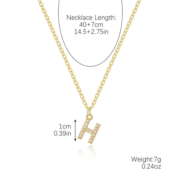 Wholesale Jewelry Simple Letter Pendant Necklace Copper Mixed Gem Inlay Zircon Ochain