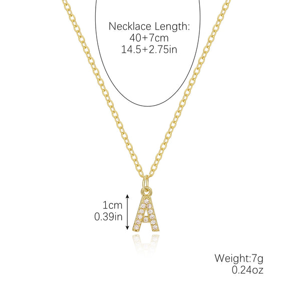 Wholesale Jewelry Simple Letter Pendant Necklace Copper Mixed Gem Inlay Zircon Ochain