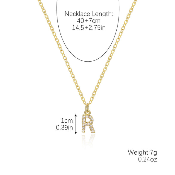 Wholesale Jewelry Simple Letter Pendant Necklace Copper Mixed Gem Inlay Zircon Ochain