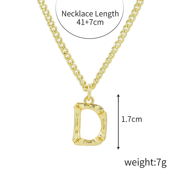 Wholesale Jewelry Simple Letter Pendant Necklace Copper Mixed Gem Inlay Zircon Ochain