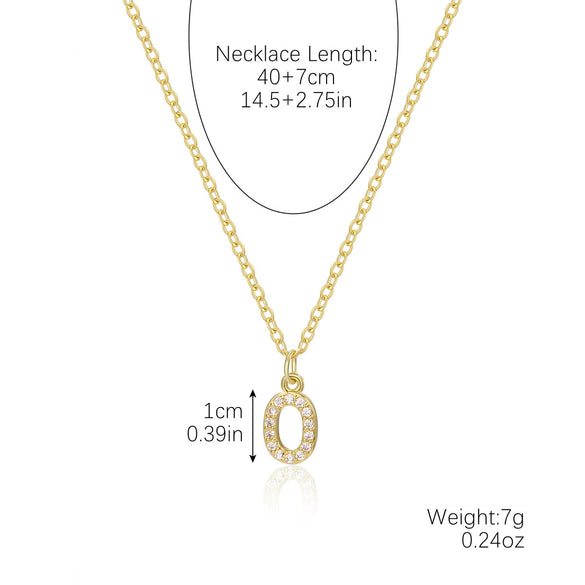 Wholesale Jewelry Simple Letter Pendant Necklace Copper Mixed Gem Inlay Zircon Ochain