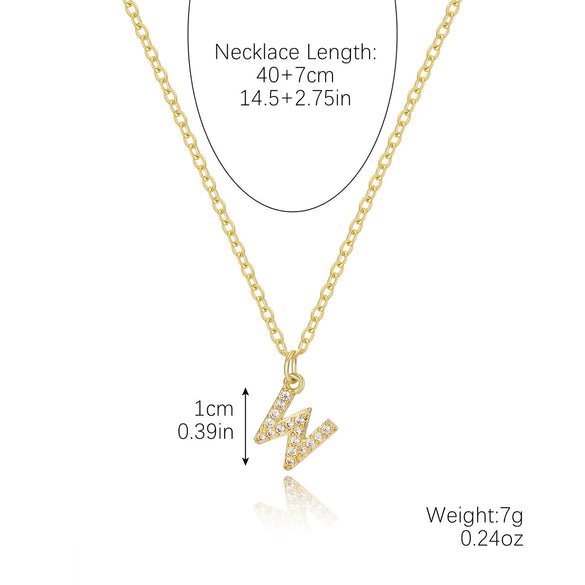 Wholesale Jewelry Simple Letter Pendant Necklace Copper Mixed Gem Inlay Zircon Ochain