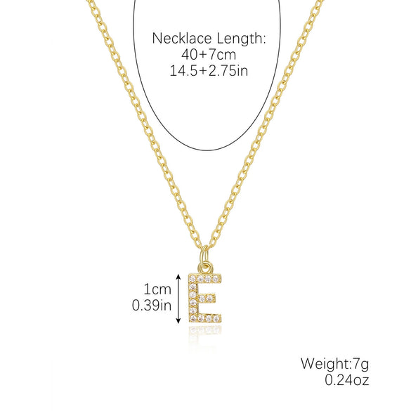 Wholesale Jewelry Simple Letter Pendant Necklace Copper Mixed Gem Inlay Zircon Ochain