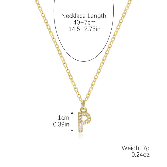 Wholesale Jewelry Simple Letter Pendant Necklace Copper Mixed Gem Inlay Zircon Ochain