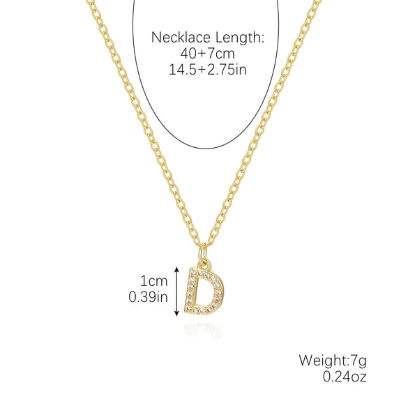 Wholesale Jewelry Simple Letter Pendant Necklace Copper Mixed Gem Inlay Zircon Ochain