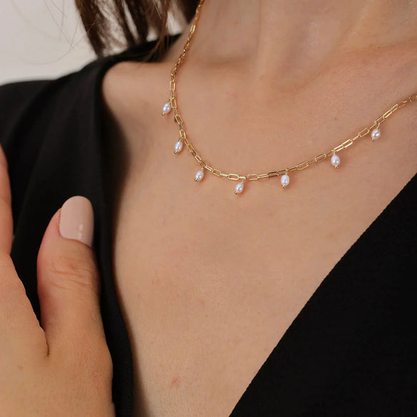Wholesale Jewelry Simple Natural Geometric Sterling Silver 925 Silver Baroque Pearl Necklace With Electroplating