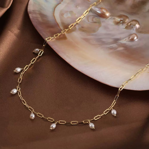 Wholesale Jewelry Simple Natural Geometric Sterling Silver 925 Silver Baroque Pearl Necklace With Electroplating