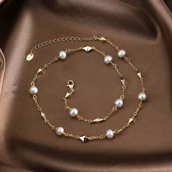 Wholesale Jewelry Simple Natural Style Geometric S925 Sterling Silver Baroque Pearl Necklace Electroplated
