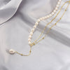 Wholesale Jewelry Simple Natural Style Geometric S925 Sterling Silver Necklace With Baroque Pearl Electroplated