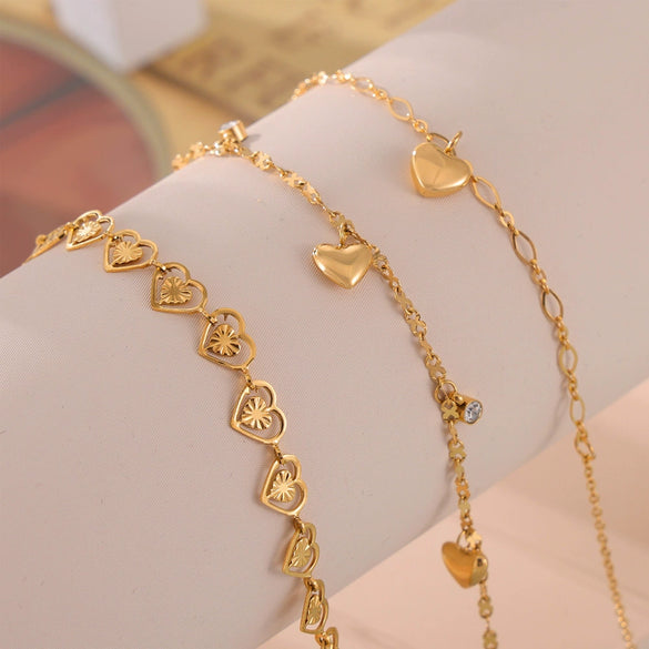 Wholesale Jewelry Simple Personality Love Handmade 316L Stainless Steel Gold Plated Geometric Anklet Unisex