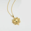 Wholesale Jewelry Simple Retro Love Design Copper Pendant Clavicle Chain With Mixed Gemstone Inlay Heart Shape Electroplating For Women