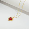 Wholesale Jewelry Simple Retro Love Design Copper Pendant Clavicle Chain With Mixed Gemstone Inlay Heart Shape Electroplating For Women