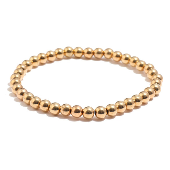 Wholesale Jewelry Simple Round Bead Electroplated Ccb Elastic Bracelet For Women