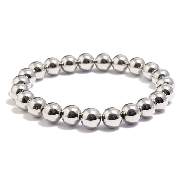 Wholesale Jewelry Simple Round Bead Electroplated Ccb Elastic Bracelet For Women