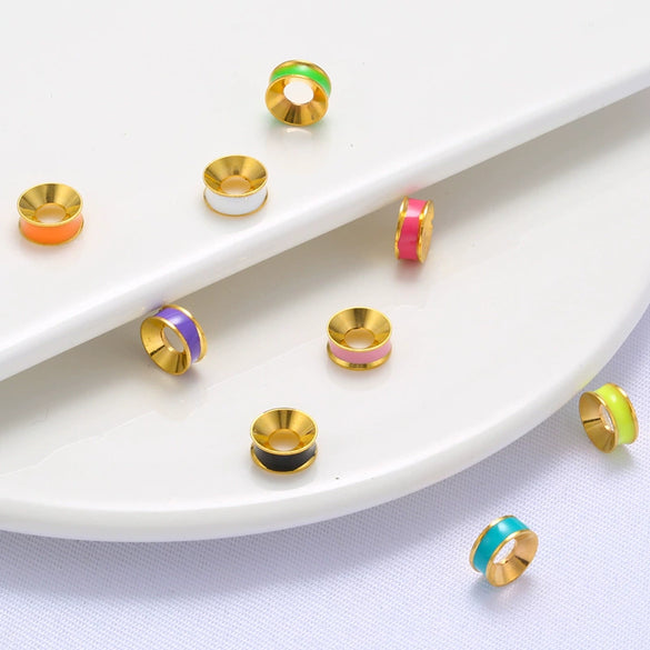 Wholesale Jewelry Simple Round Copper Beads Electroplated Drop Oil Accessories